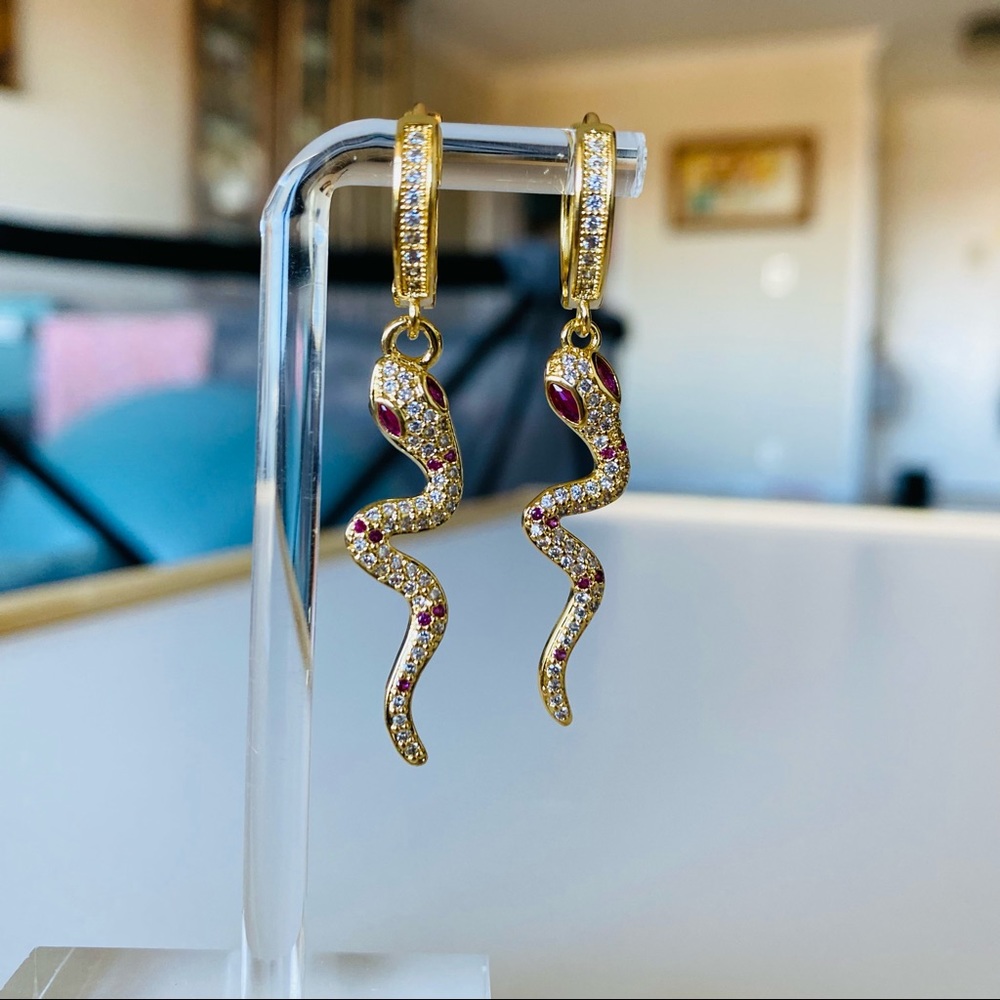 24K Gold Plated Snake Earrings